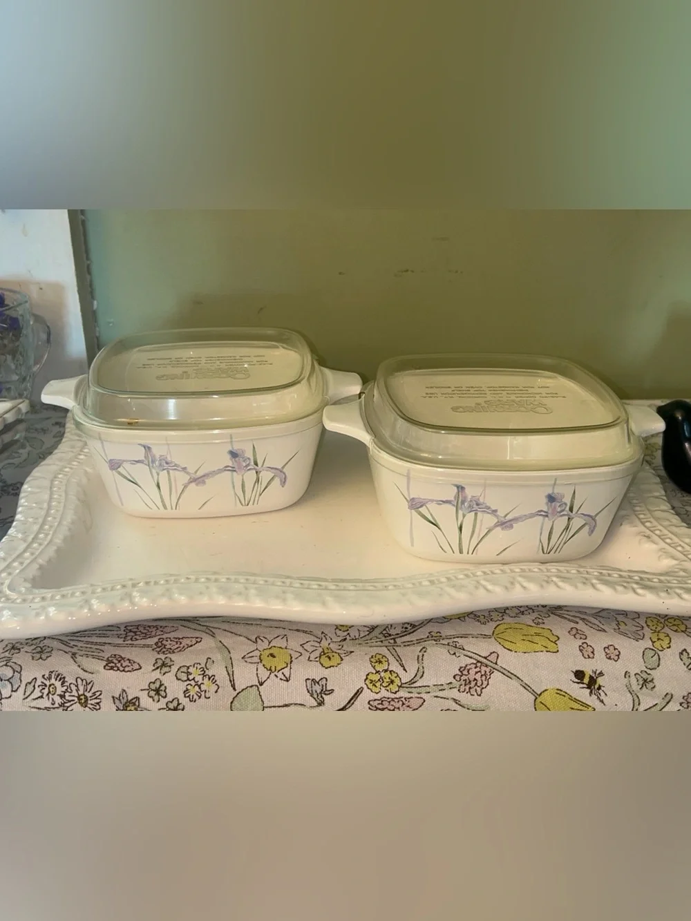 Vintage Shadow Iris Pattern Corning Ware casserole dish 700mL X2
